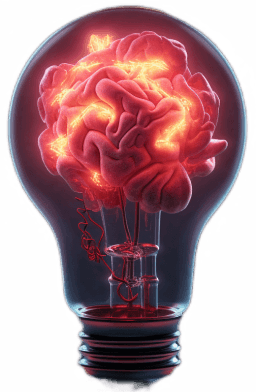 An illustration of a light bulb with a brain inside.